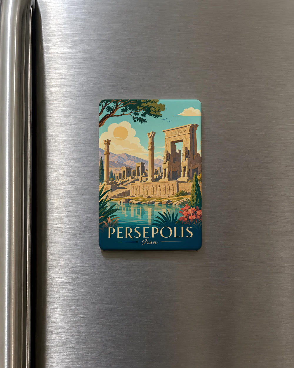 Persepolis Fridge Magnet, Ancient Persian Ruins Souvenir, Iran Historic Site Travel Keepsake Magnet