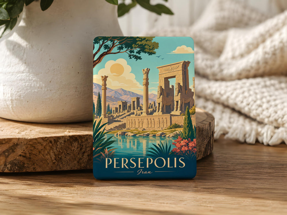 Persepolis Fridge Magnet, Ancient Persian Ruins Souvenir, Iran Historic Site Travel Keepsake Magnet