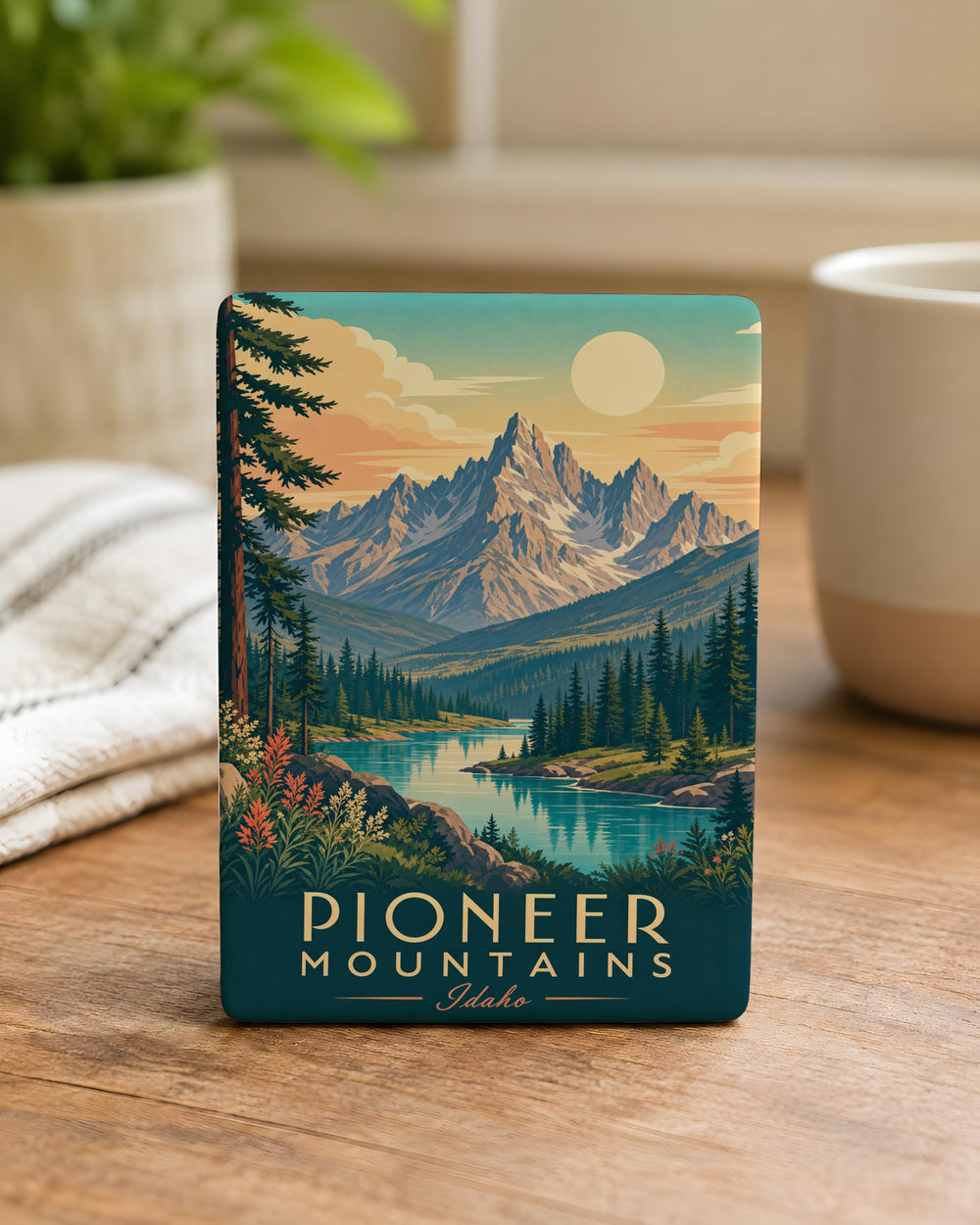 Pioneer Mountains Fridge Magnet, Mountain Range Souvenir Magnet, Outdoor Hiking Camping Travel Keepsake Magnet