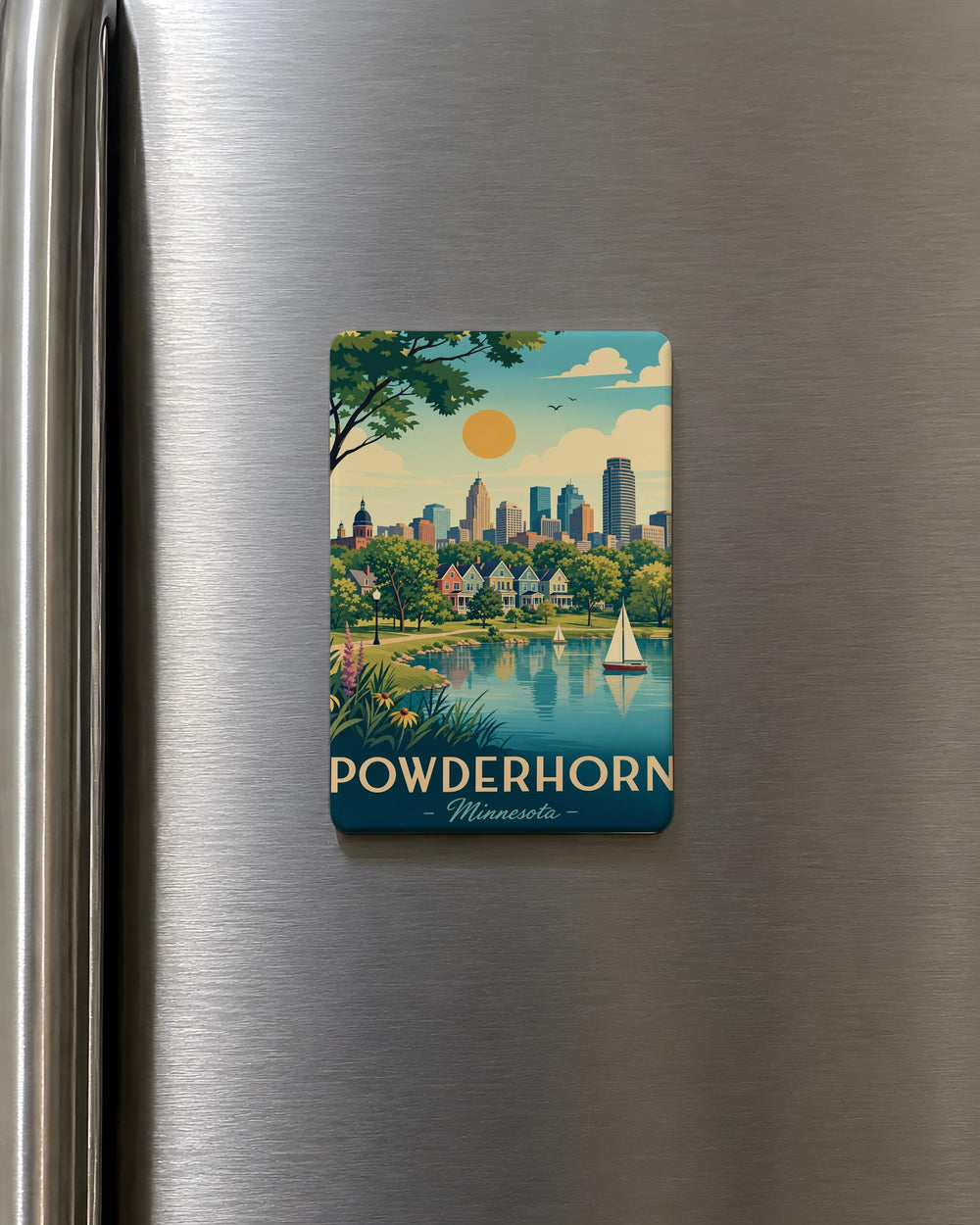 Powderhorn Fridge Magnet, Powder Horn Hunting & Frontier Gear Magnet, Outdoor Adventure Cabin Decor Magnet