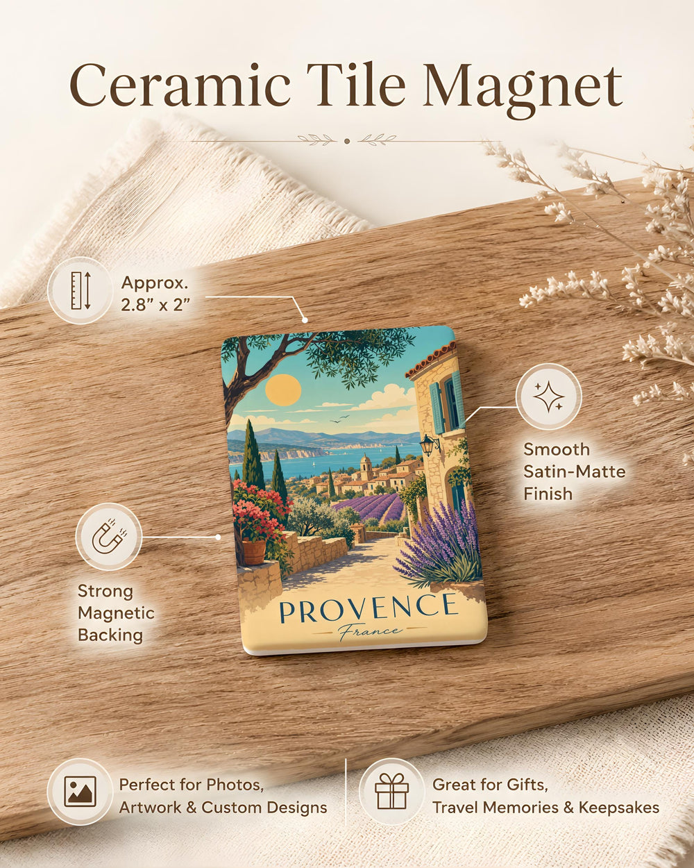 Provence France Fridge Magnet, Provence Travel Souvenir Magnet, French Countryside Vacation Keepsake Magnet, Provence Gift