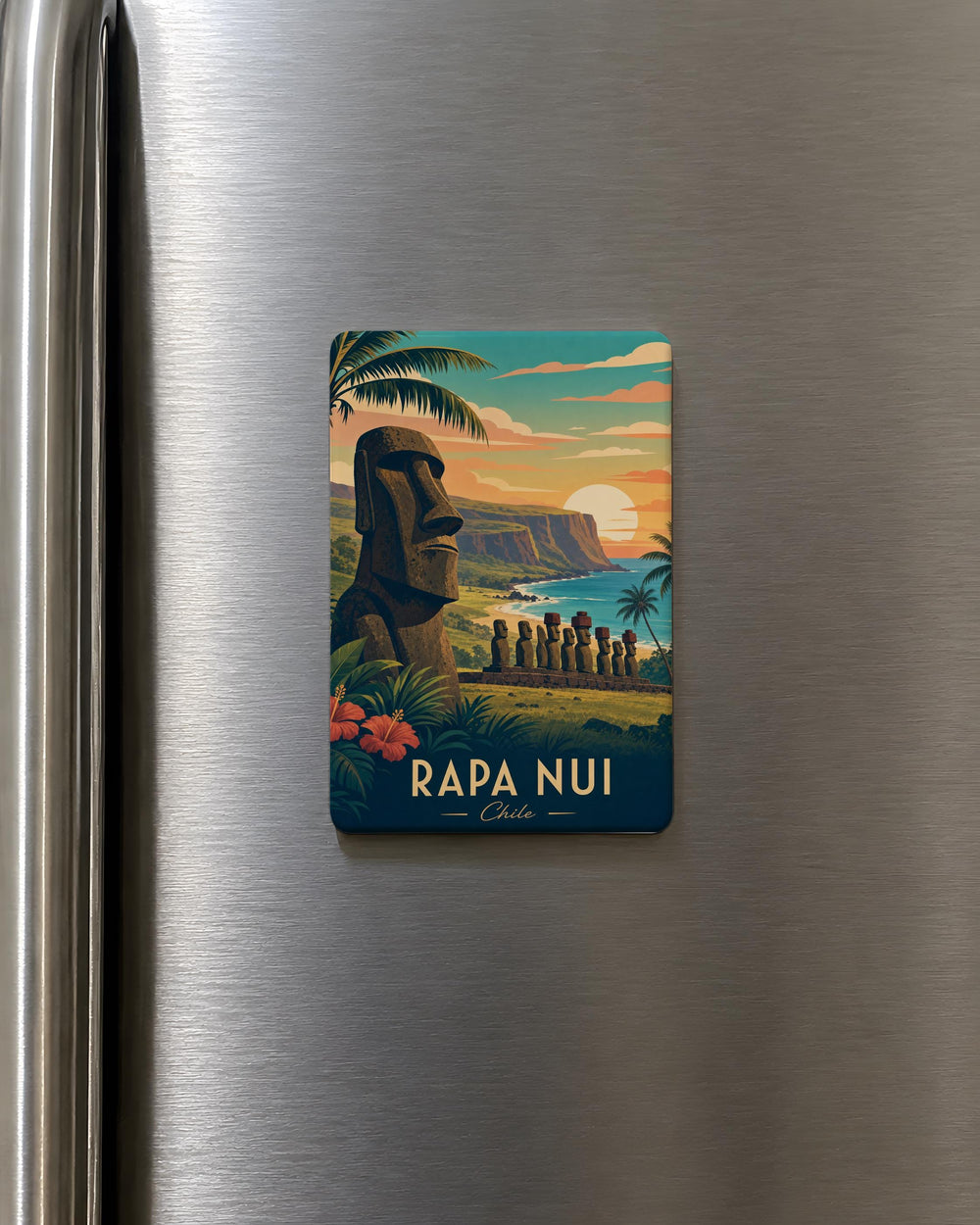 Rapa Nui Easter Island Moai Fridge Magnet, Polynesian Island Souvenir Magnet, Ocean Travel Gift, Chile Landmark Magnet
