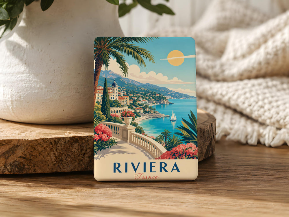 French Riviera Fridge Magnet, Riviera France Souvenir Magnet, Côte d’Azur Coastal Travel Keepsake Magnet