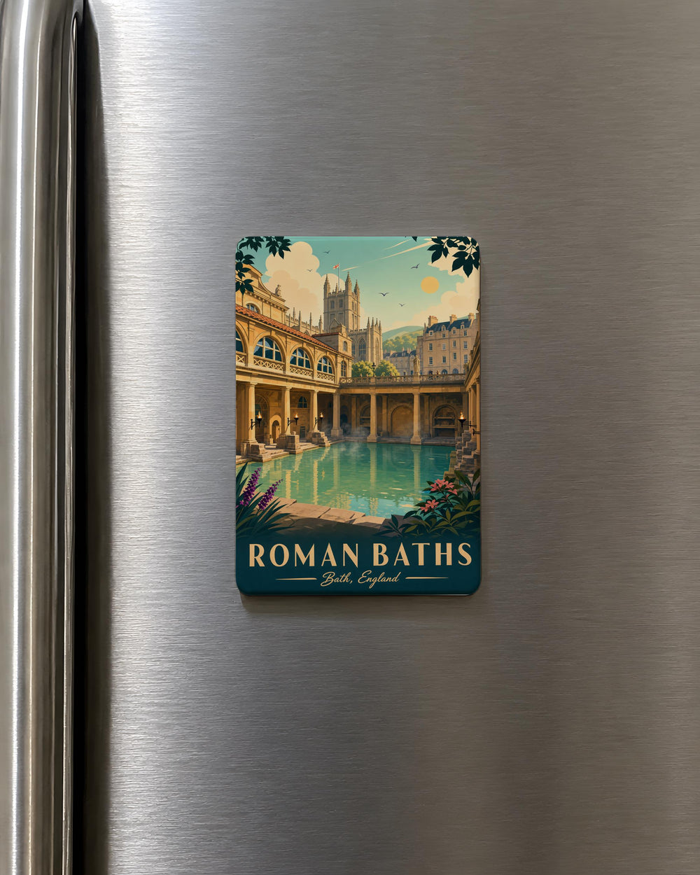 Roman Baths Fridge Magnet, Ancient Bathhouse Landmark Souvenir, Bath England Historic Site Magnet, Travel Keepsake Magnet