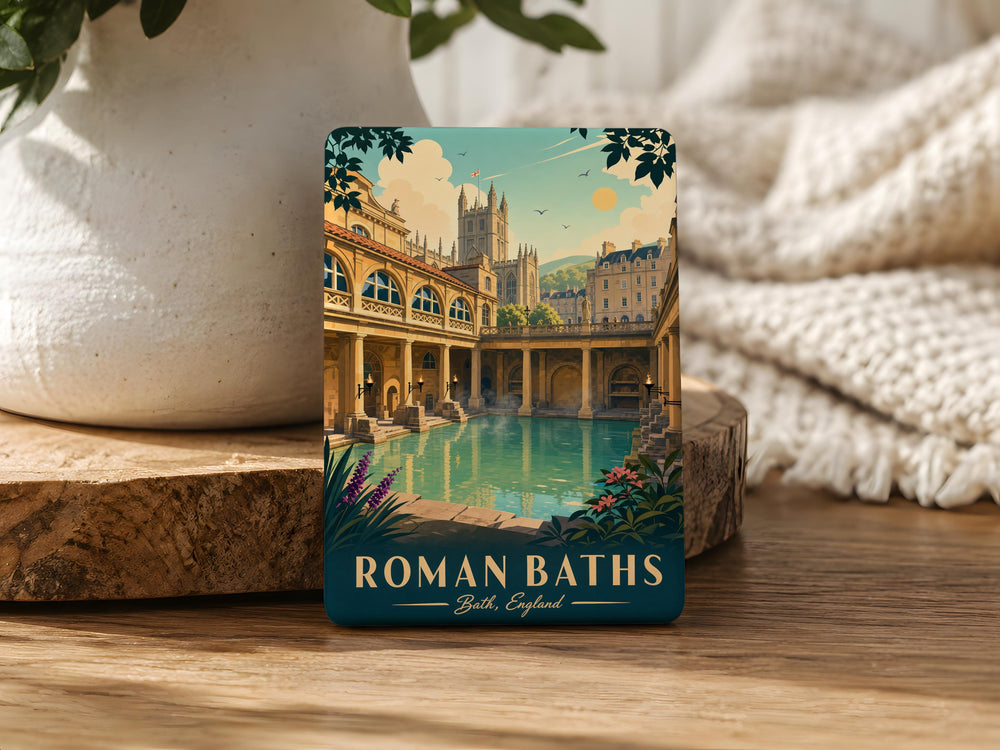 Roman Baths Fridge Magnet, Ancient Bathhouse Landmark Souvenir, Bath England Historic Site Magnet, Travel Keepsake Magnet
