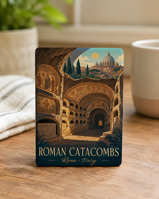 Roman Catacombs Fridge Magnet, Underground Tunnels & Ancient Burial Chambers Souvenir Magnet, Rome Italy Historical Site Magnet