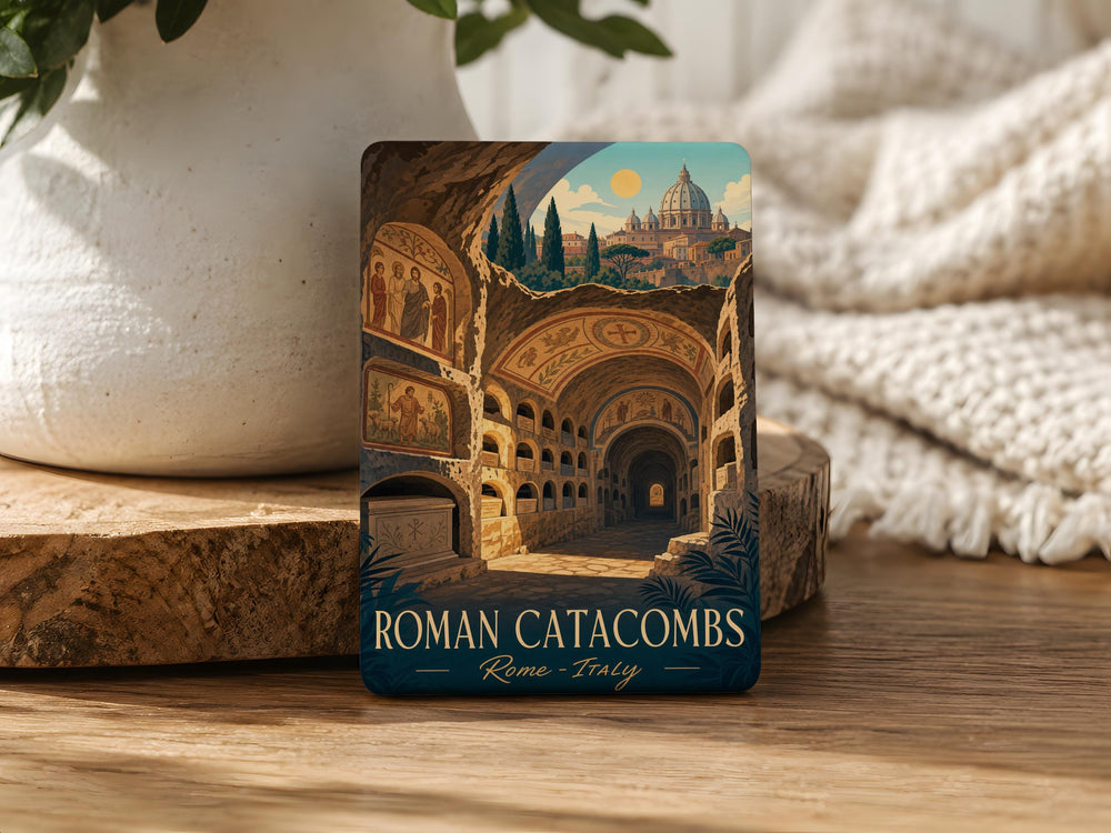 Roman Catacombs Fridge Magnet, Underground Tunnels & Ancient Burial Chambers Souvenir Magnet, Rome Italy Historical Site Magnet