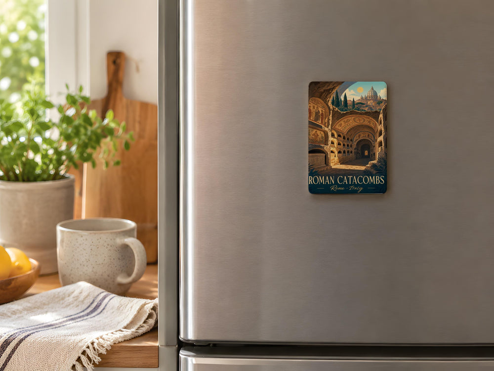 Roman Catacombs Fridge Magnet, Underground Tunnels & Ancient Burial Chambers Souvenir Magnet, Rome Italy Historical Site Magnet