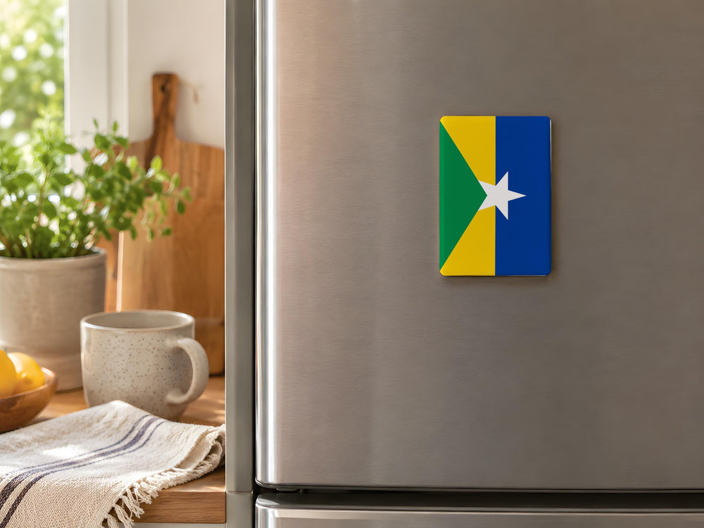 Rondônia State Flag Fridge Magnet, Brazil Rondônia Flag Magnet, Rondônia Souvenir Refrigerator Magnet