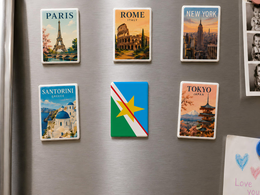 Roraima State Flag Fridge Magnet, Brazil State Flag Magnet, Roraima Souvenir Magnet, Brazilian Flag Kitchen Magnet