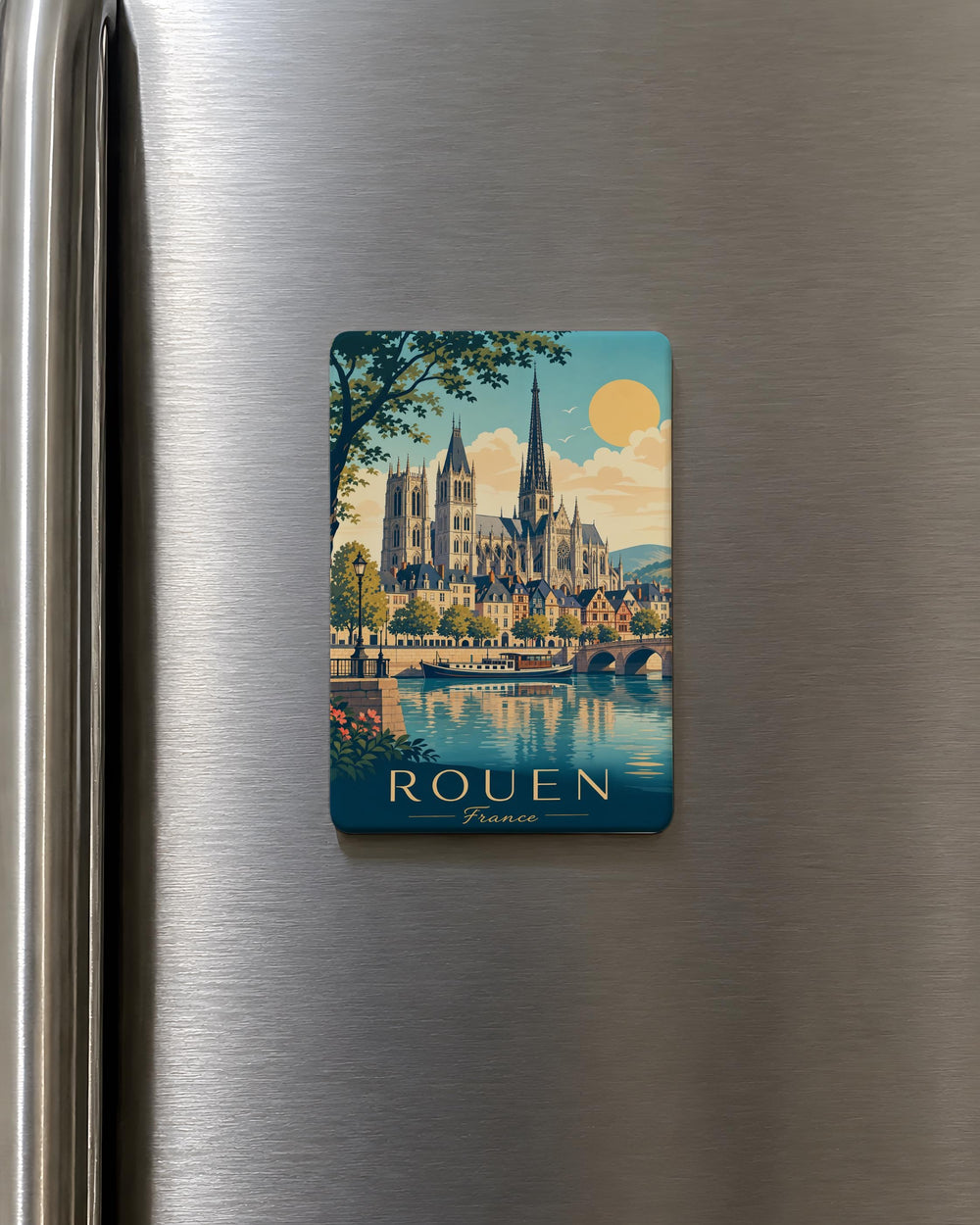 Rouen Cathedral Fridge Magnet, Rouen France Landmark Souvenir Magnet, Gothic Cathedral Architecture Refrigerator Magnet