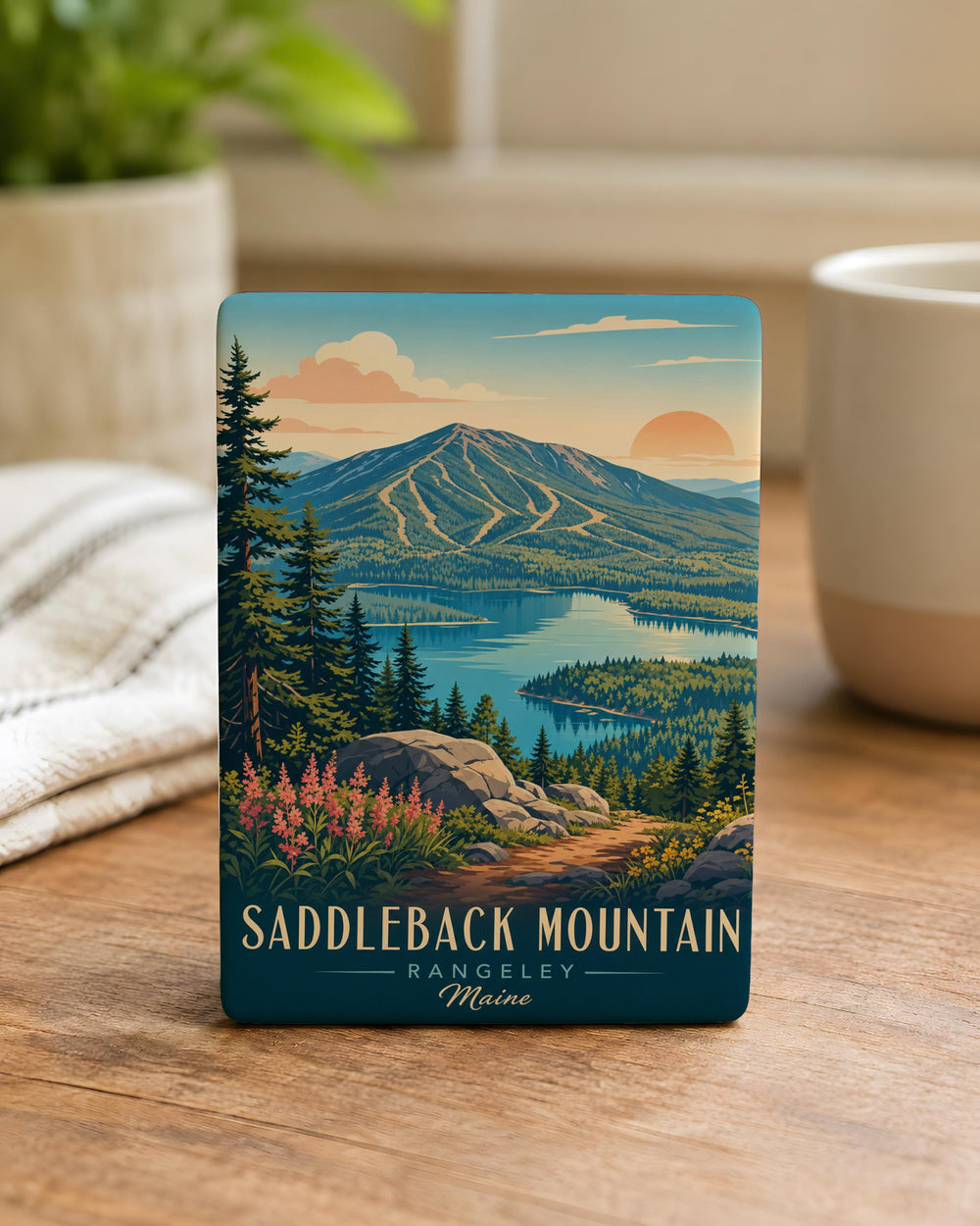 Saddleback Mountain Fridge Magnet, Mountain Landscape Souvenir Magnet, Outdoor Adventure Nature Travel Keepsake Magnet