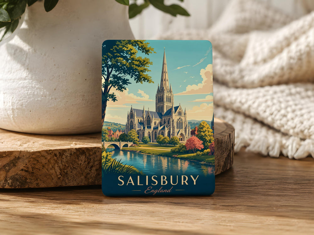 Salisbury Cathedral Fridge Magnet, England Cathedral Landmark Souvenir Magnet, Wiltshire Travel Keepsake Magnet