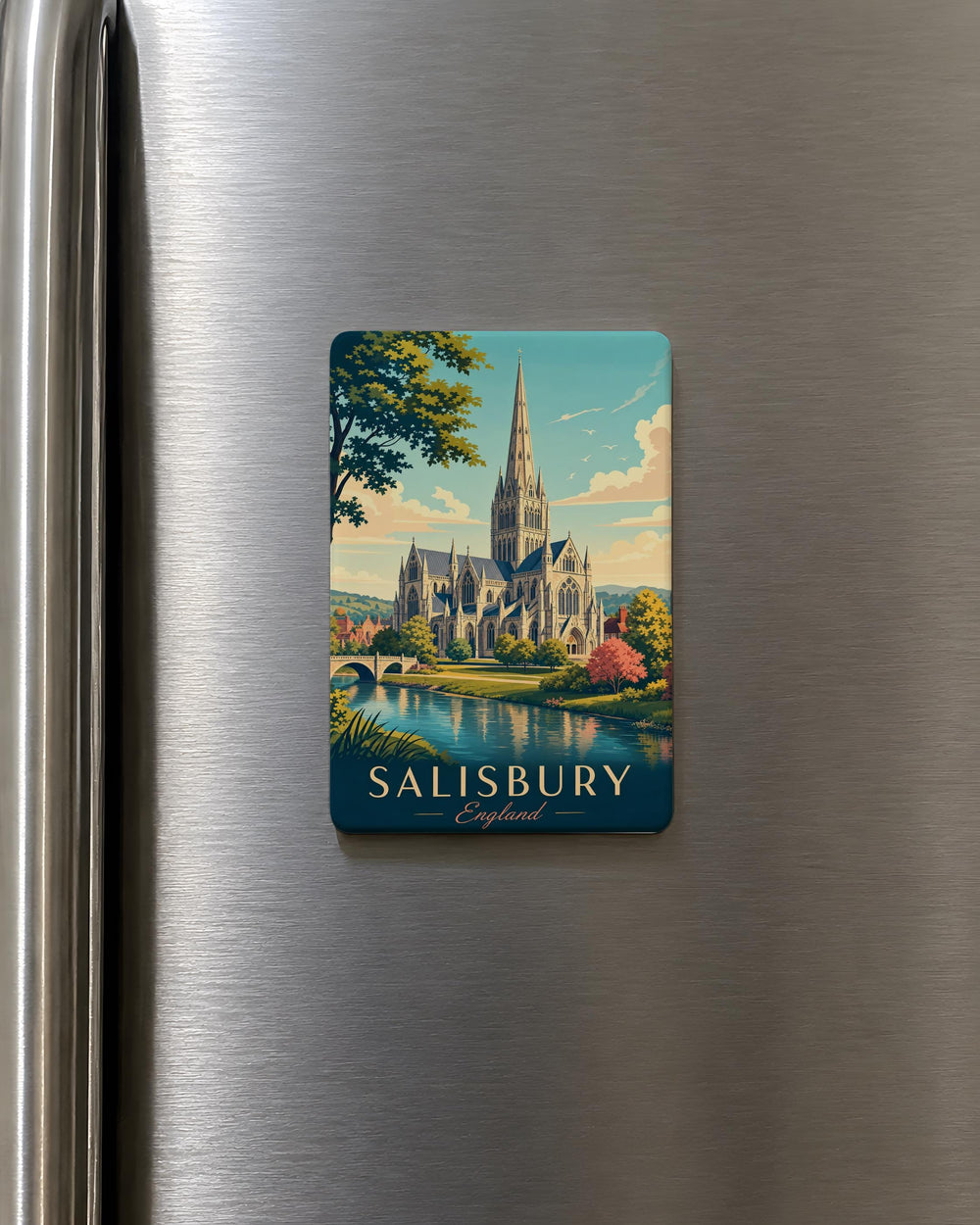 Salisbury Cathedral Fridge Magnet, England Cathedral Landmark Souvenir Magnet, Wiltshire Travel Keepsake Magnet