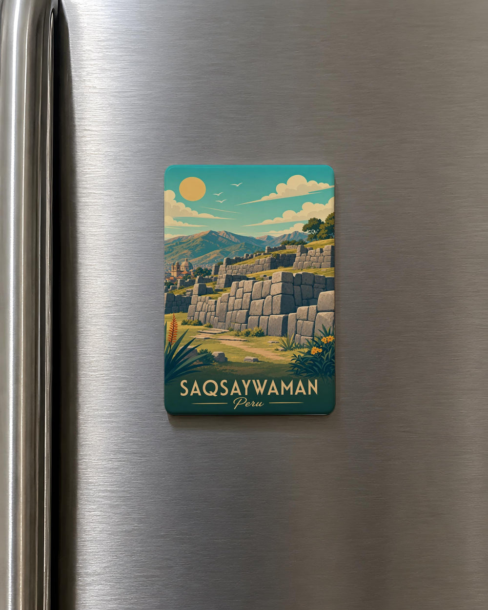 Saqsaywaman Fridge Magnet, Peru Inca Fortress Ruins Souvenir Magnet, Cusco Landmark Travel Keepsake Magnet