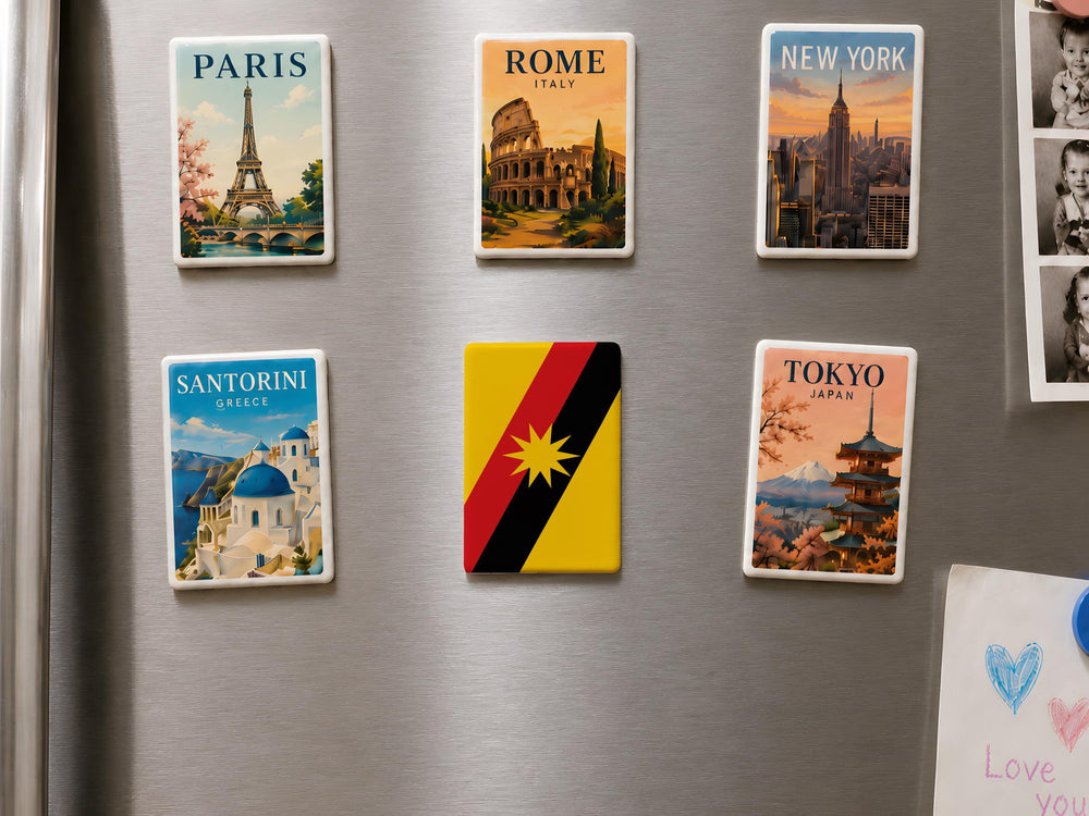 Sarawak State Flag Fridge Magnet, Sarawak Malaysia Flag Magnet, Borneo Souvenir Magnet, Travel Keepsake Magnet