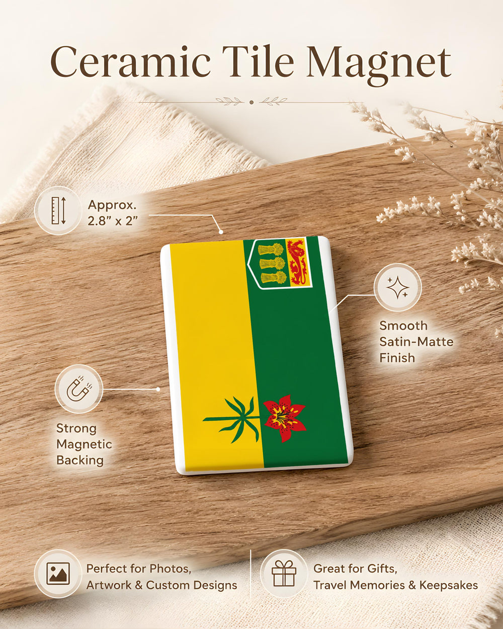 Saskatchewan Provincial Flag Fridge Magnet Canada Province Souvenir Kitchen Magnet Gift