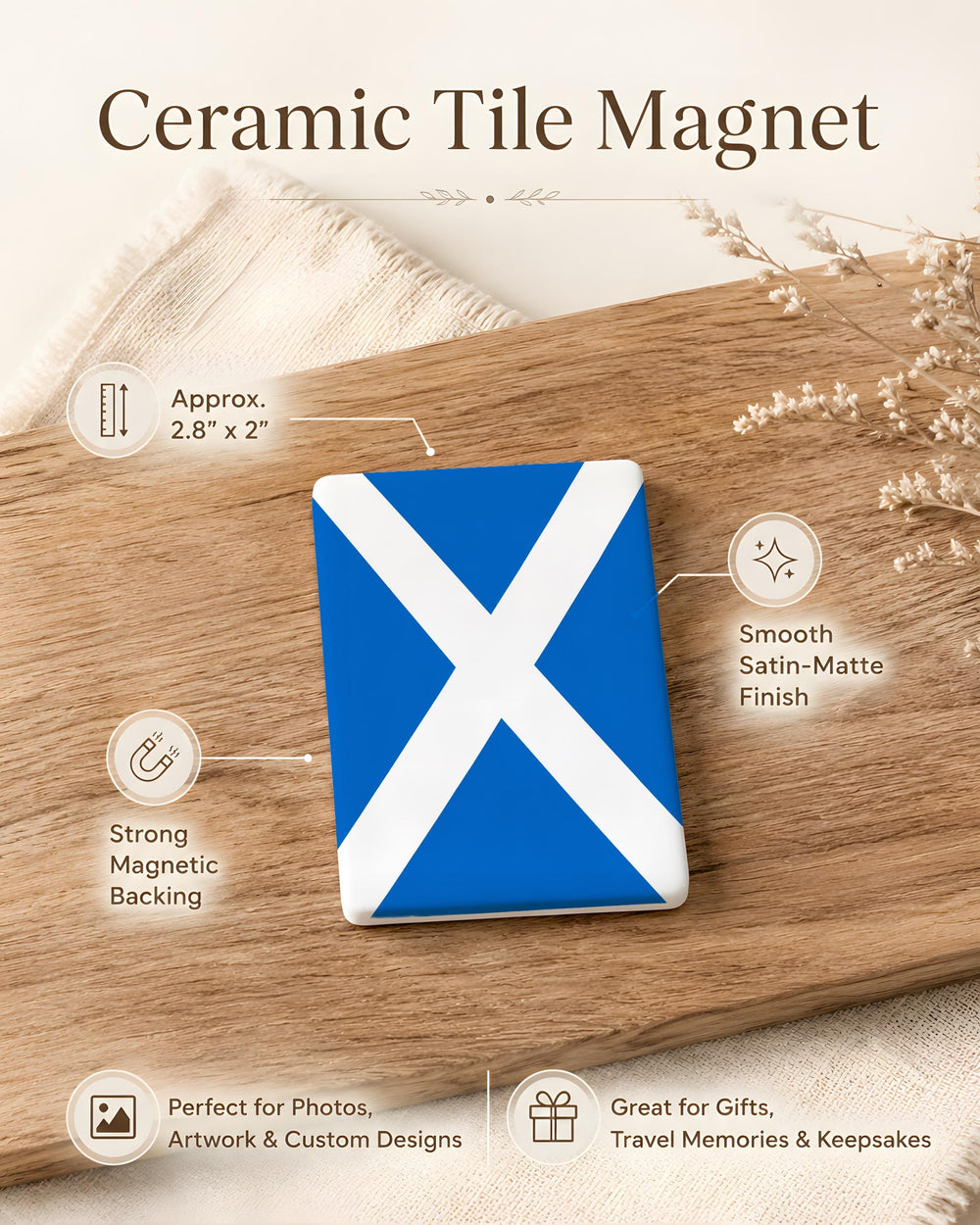 Scottish Flag Fridge Magnet, Scotland Saltire Magnet, Scottish Souvenir Magnet, Scotland Flag Kitchen Magnet