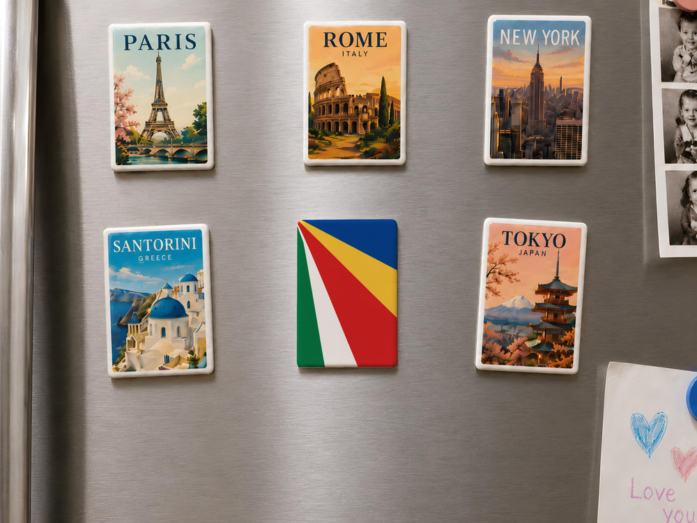Seychelles Flag Fridge Magnet, Seychelles Souvenir Magnet, Island Nation Flag Kitchen Magnet, Travel Gift, Refrigerator Magnet