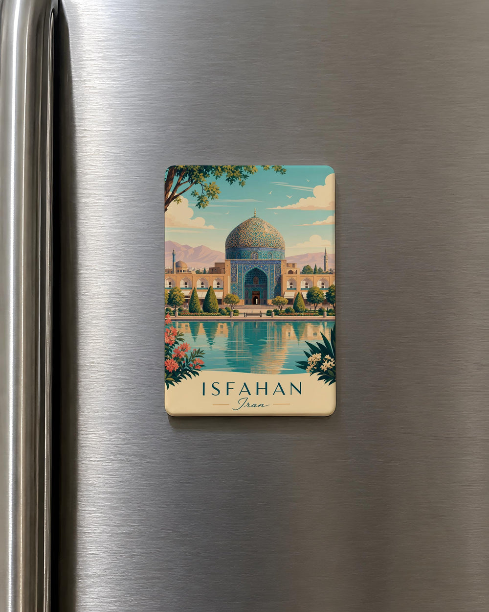 Sheikh Lotfollah Mosque Fridge Magnet, Isfahan Iran Souvenir Magnet, Persian Architecture Landmark Kitchen Magnet