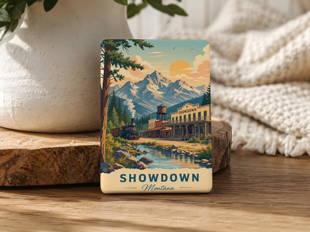 Showdown Fridge Magnet, Wild West Duel Scene Magnet, Cowboy Standoff Kitchen Magnet, Western Showdown Refrigerator Magnet