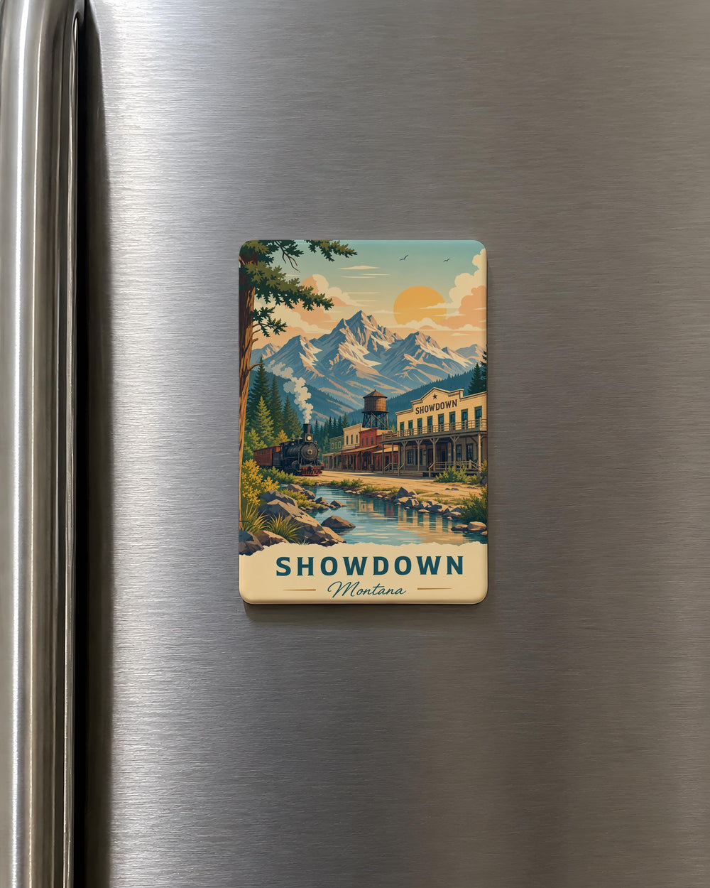 Showdown Fridge Magnet, Wild West Duel Scene Magnet, Cowboy Standoff Kitchen Magnet, Western Showdown Refrigerator Magnet