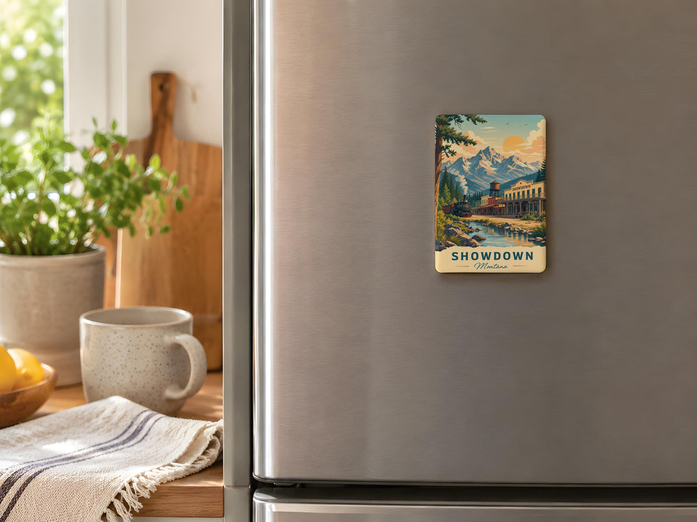 Showdown Fridge Magnet, Wild West Duel Scene Magnet, Cowboy Standoff Kitchen Magnet, Western Showdown Refrigerator Magnet