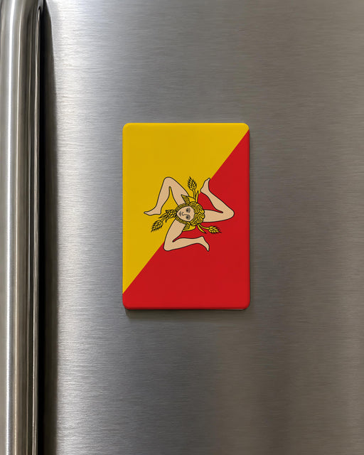 Sicily Flag Fridge Magnet, Sicilian Trinacria Symbol Souvenir Magnet, Sicily Italy Travel Gift, Kitchen Locker Magnet