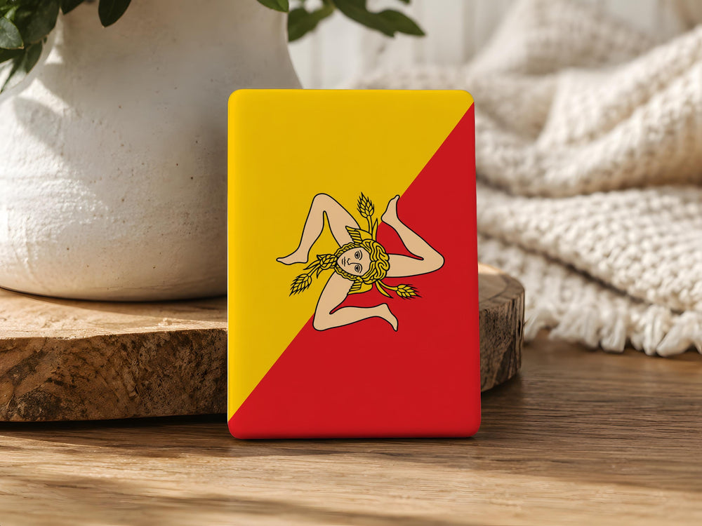 Sicily Flag Fridge Magnet, Sicilian Trinacria Symbol Souvenir Magnet, Sicily Italy Travel Gift, Kitchen Locker Magnet