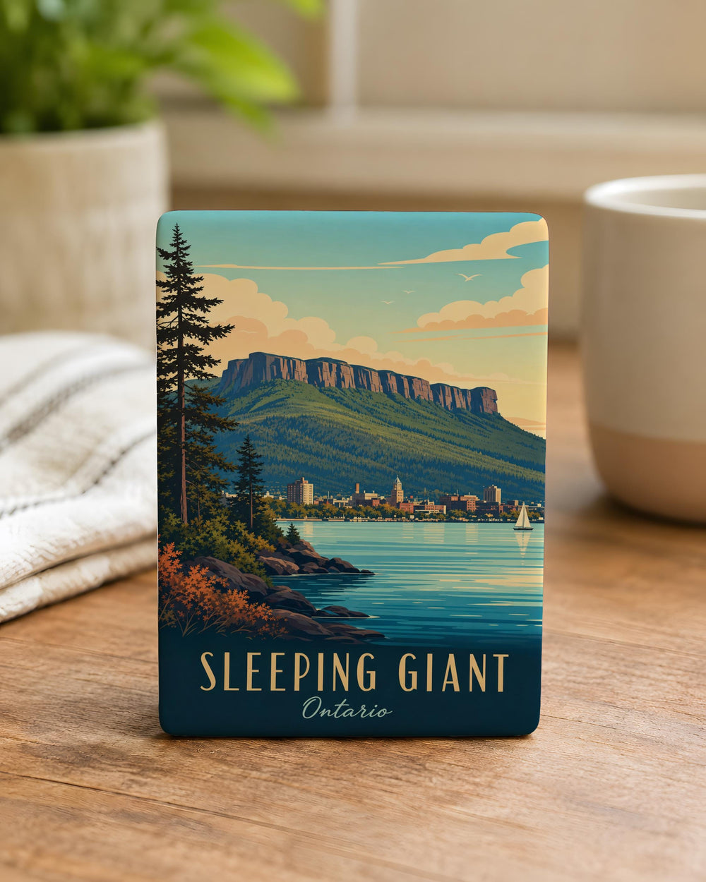 Sleeping Giant Fridge Magnet, Mountain Landscape Souvenir Magnet, Nature Hiking Travel Keepsake Magnet
