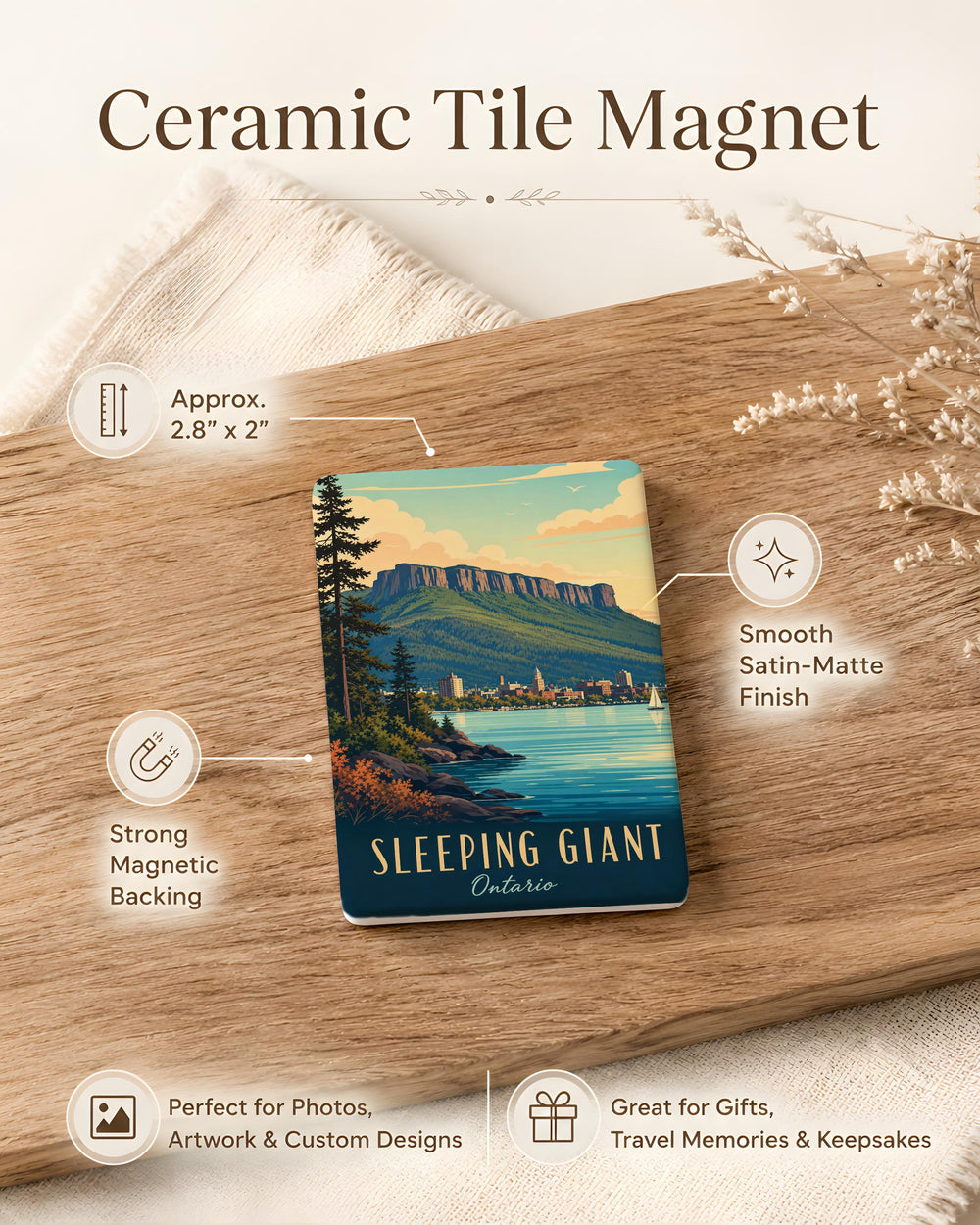 Sleeping Giant Fridge Magnet, Mountain Landscape Souvenir Magnet, Nature Hiking Travel Keepsake Magnet