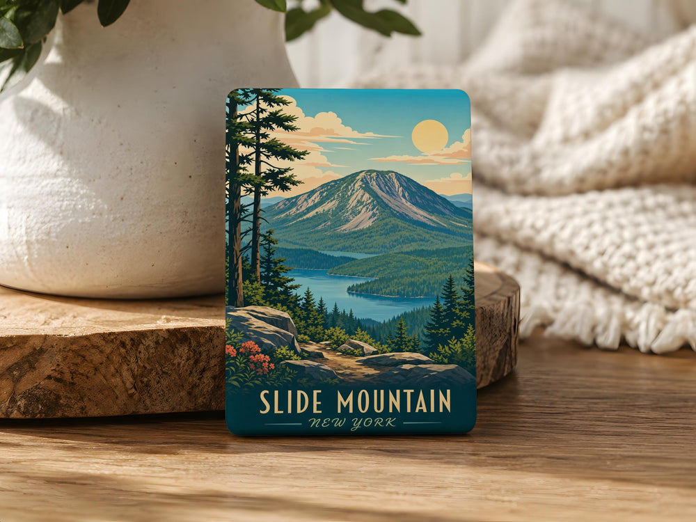 Slide Mountain Fridge Magnet, Mountain Peak Landscape Souvenir Magnet, Hiking Nature Outdoors Gift