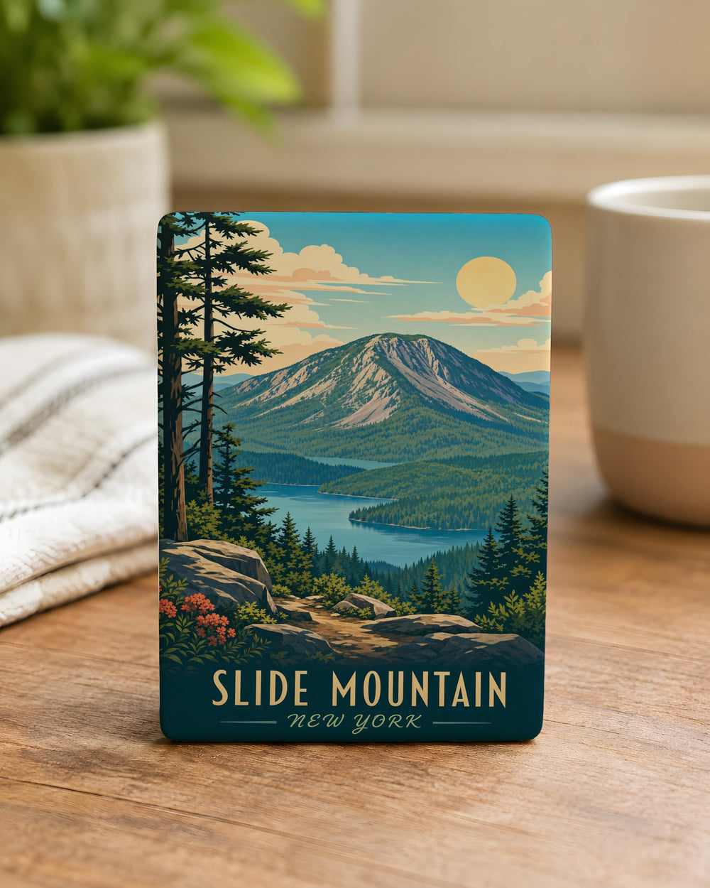 Slide Mountain Fridge Magnet, Mountain Peak Landscape Souvenir Magnet, Hiking Nature Outdoors Gift