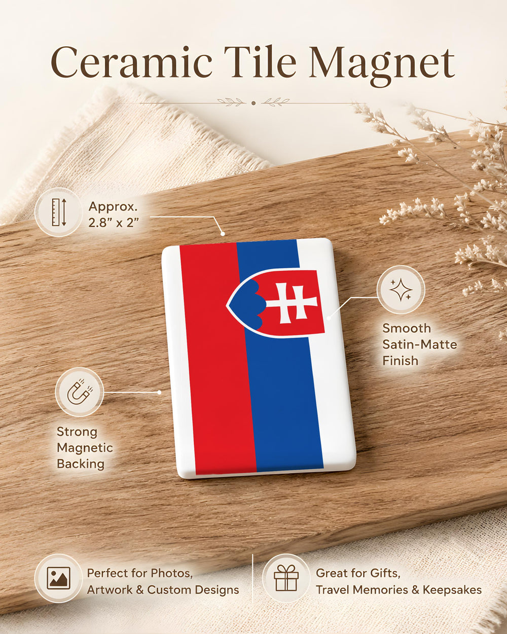 Slovakia Flag Fridge Magnet, Slovak Republic National Flag Magnet, Slovakia Souvenir Magnet, Travel Gift Magnet