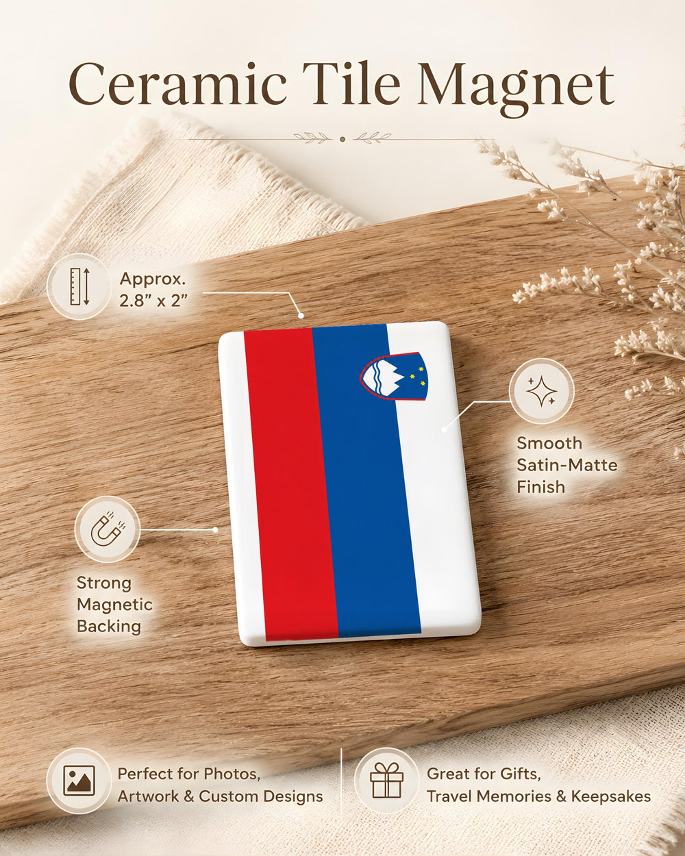 Slovenia Flag Fridge Magnet, Slovenian National Flag Souvenir Magnet, Slovenia Travel Gift, European Country Flag Magnet