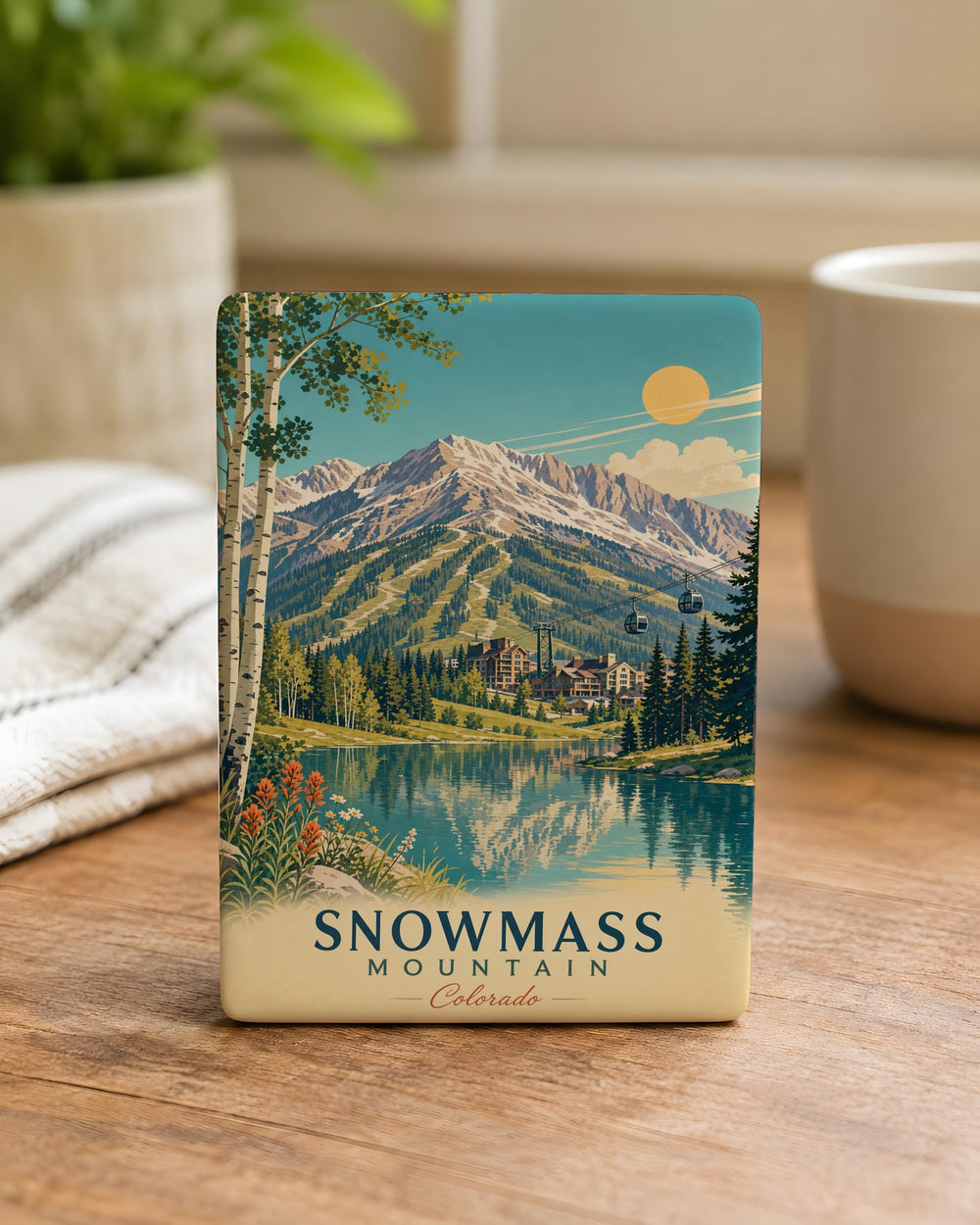 Snowmass Mountain Fridge Magnet, Snowmass Village Colorado Souvenir Magnet, Rocky Mountain Travel Gift, Ski Resort Keepsake Magnet