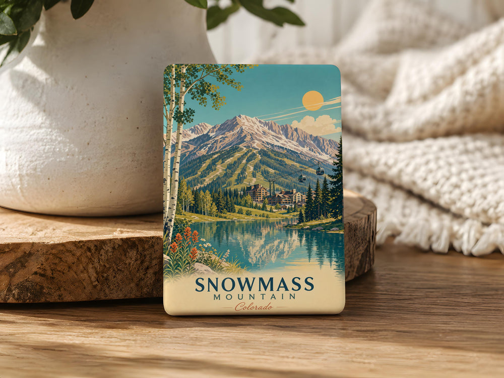 Snowmass Mountain Fridge Magnet, Snowmass Village Colorado Souvenir Magnet, Rocky Mountain Travel Gift, Ski Resort Keepsake Magnet
