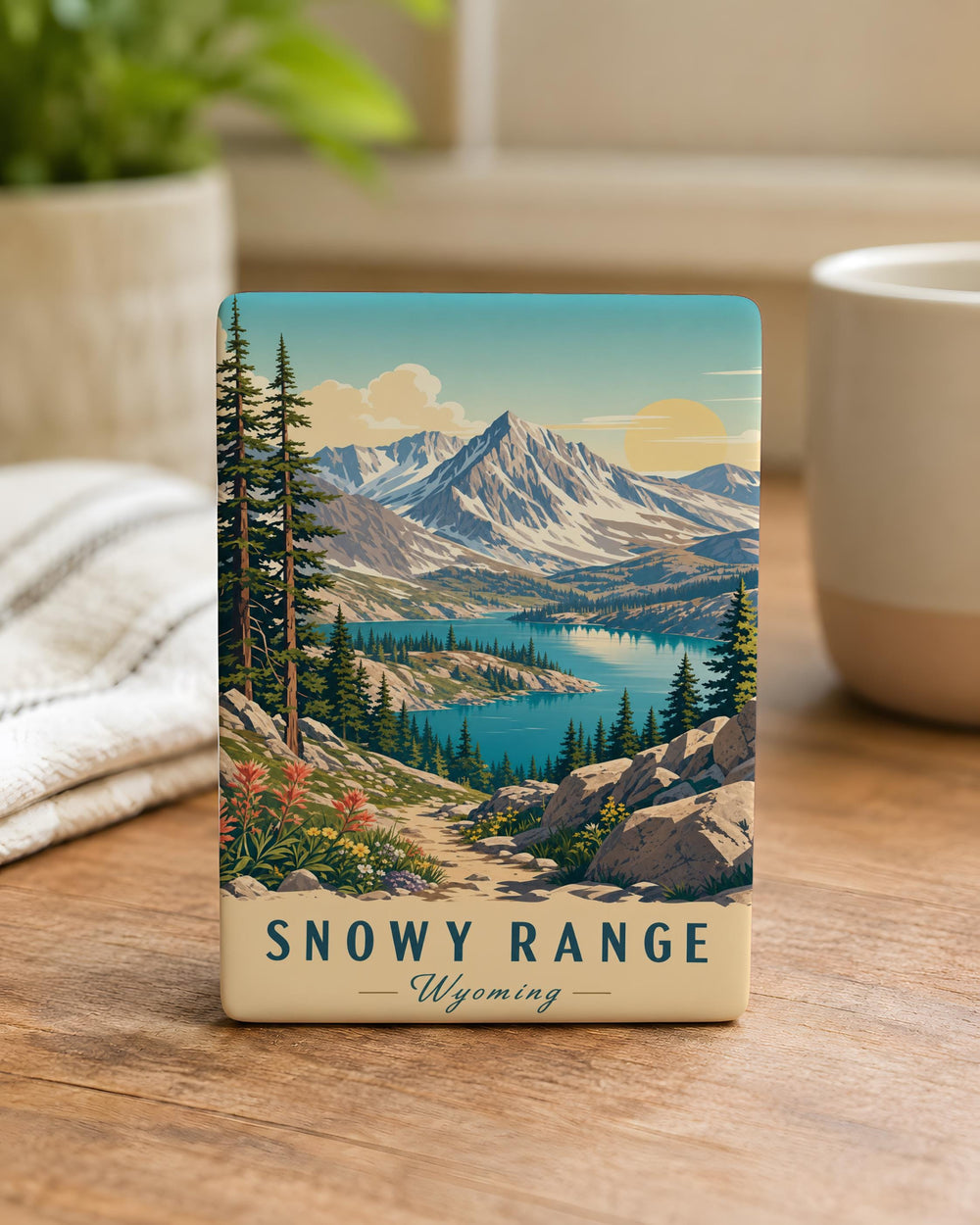 Snowy Mountain Range Fridge Magnet, Winter Peaks Landscape Magnet, Alpine Mountains Souvenir Magnet, Nature Travel Gift