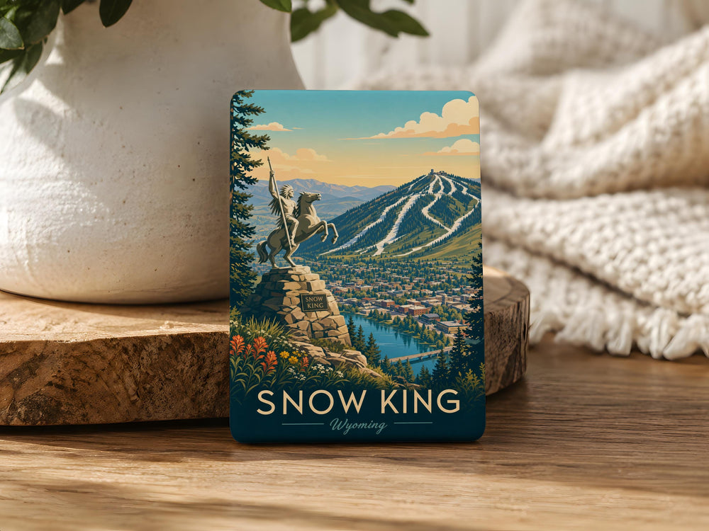 Snow King Fridge Magnet, Winter King Crowned Ruler, Icy Snow Monarch, Frost King Theme Kitchen Magnet