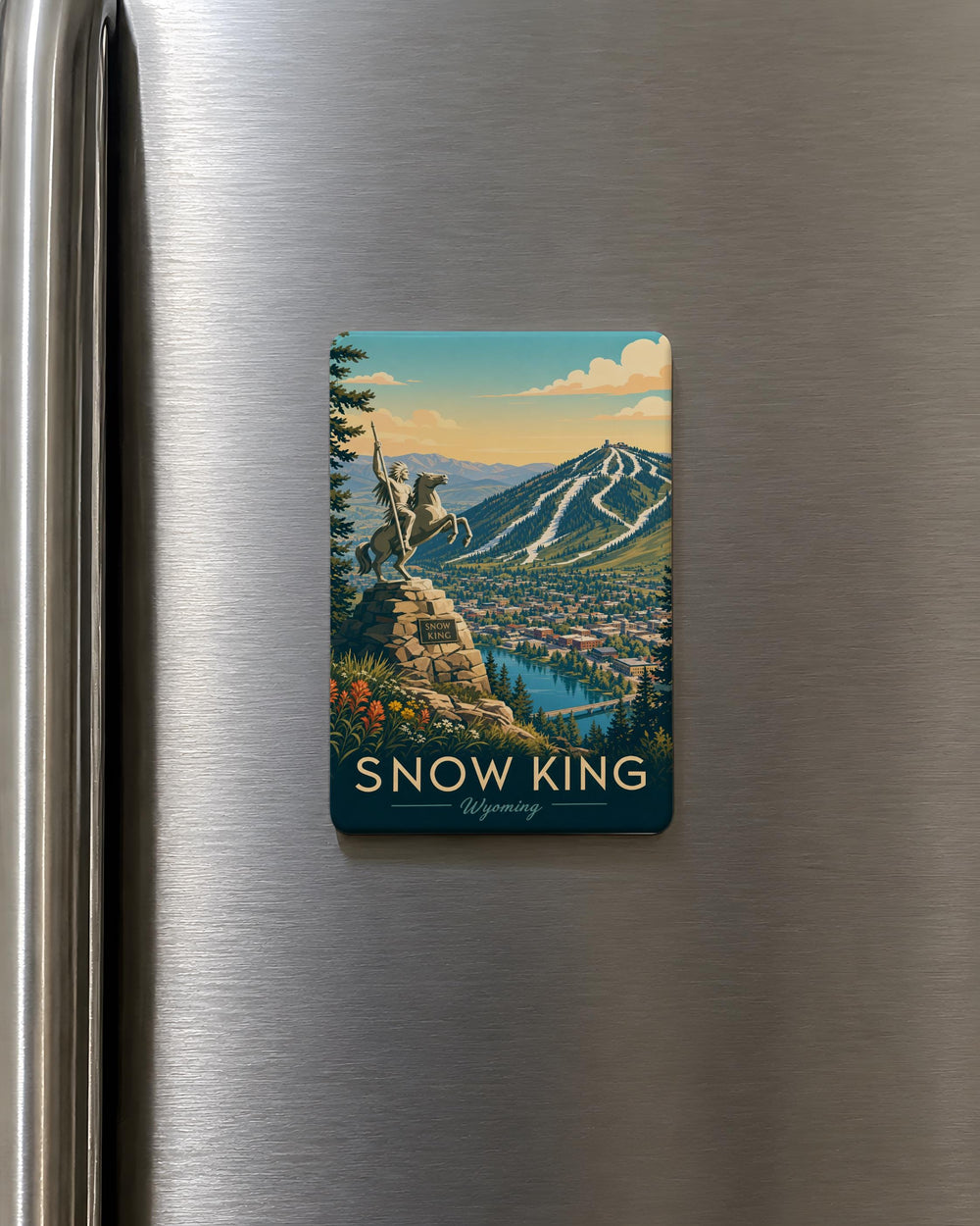 Snow King Fridge Magnet, Winter King Crowned Ruler, Icy Snow Monarch, Frost King Theme Kitchen Magnet