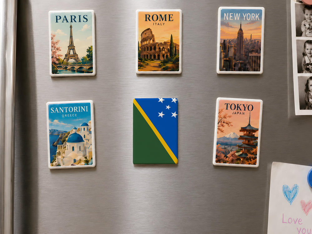 Solomon Islands Flag Fridge Magnet, Solomon Islands Souvenir Magnet, Island Nation Flag Kitchen Locker Magnet Gift