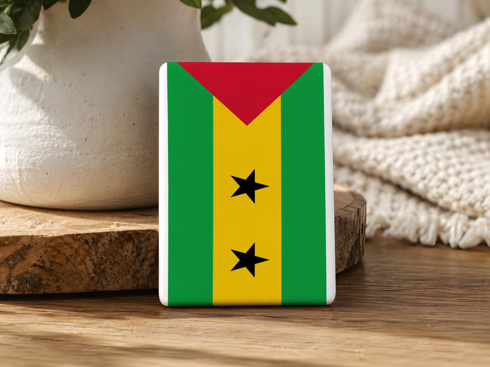 São Tomé and Príncipe Flag Fridge Magnet, Island Nation Souvenir Magnet, Travel Gift, Flag Collector Magnet