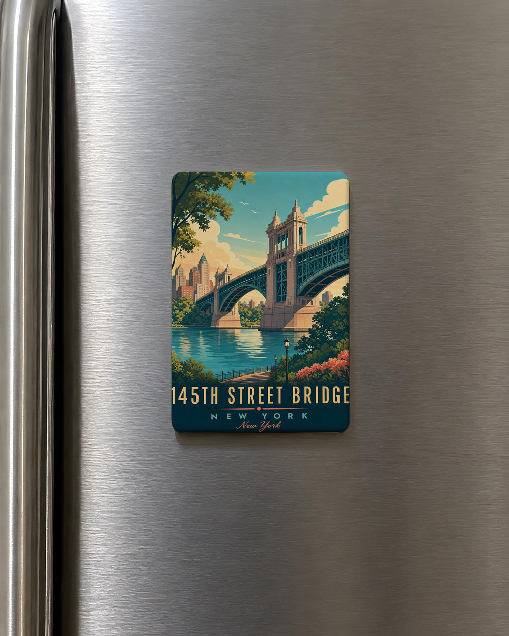 145th Street Bridge Fridge Magnet, Harlem NYC Bridge Landmark Souvenir, New York City Travel Gift, Urban Architecture Magnet
