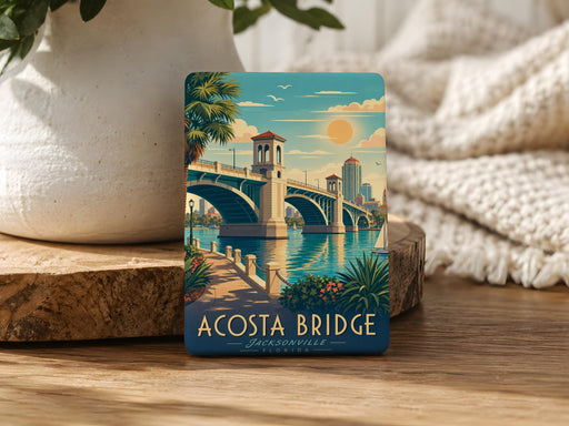 Acosta Bridge Fridge Magnet, Jacksonville Florida Landmark Souvenir, St Johns River Bridge Travel Keepsake Magnet