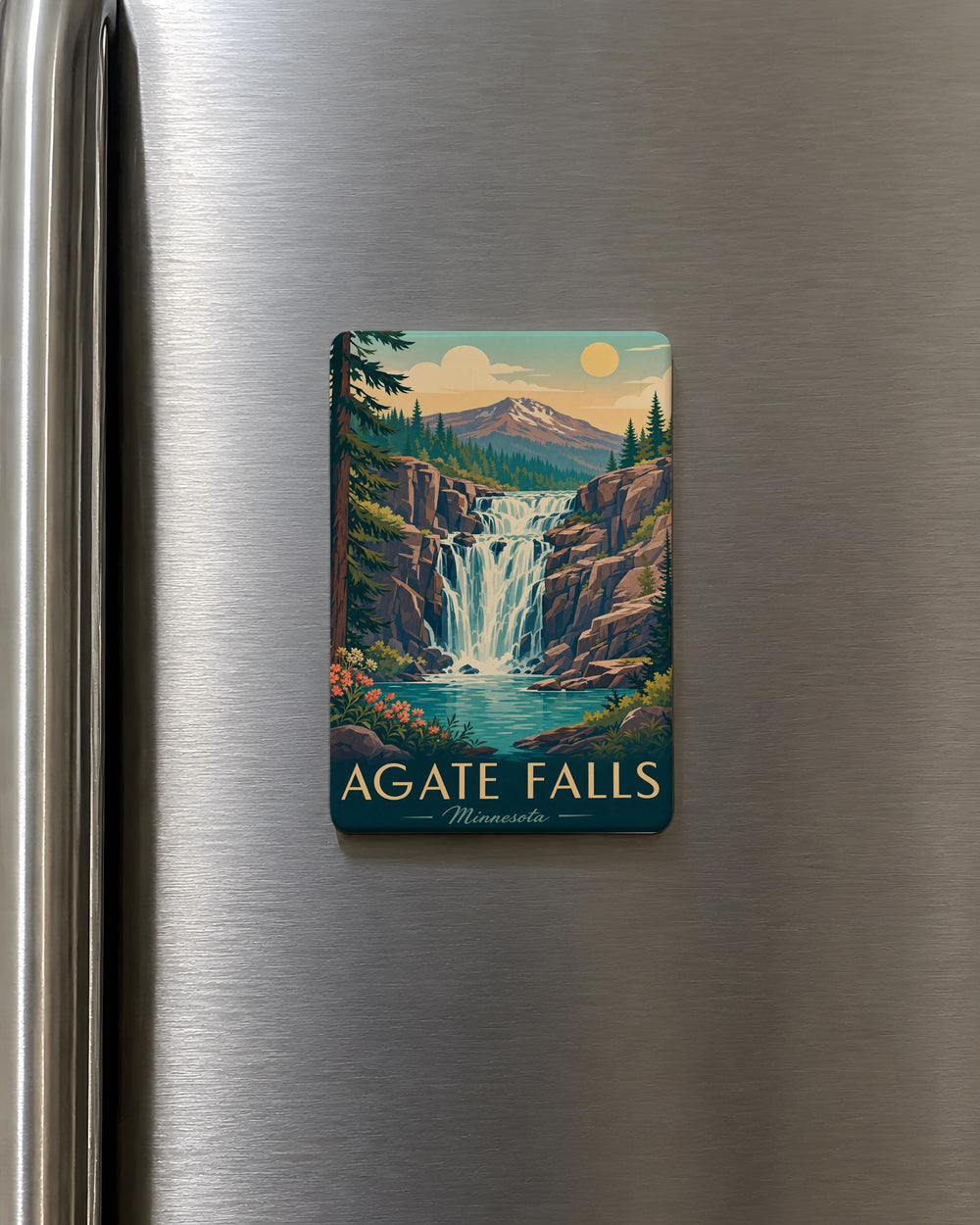 Agate Falls Fridge Magnet, Waterfall Souvenir Magnet, Michigan Upper Peninsula Nature Travel Gift
