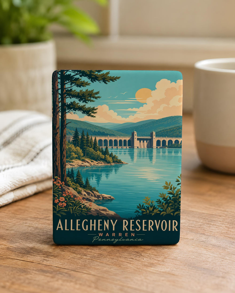 Allegheny Reservoir Fridge Magnet, Pennsylvania Lake and Forest Scenic Souvenir Magnet, Allegheny National Forest Gift