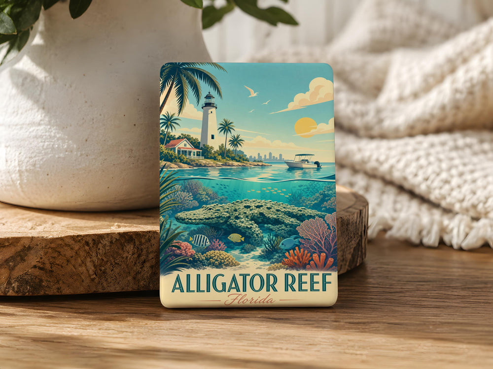 Alligator Reef Fridge Magnet, Florida Keys Lighthouse Souvenir, Coastal Ocean Landmark Magnet, Beach Vacation Gift