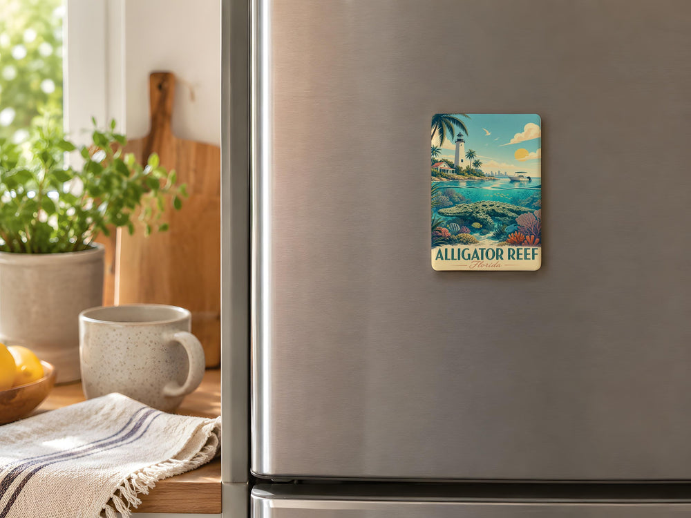 Alligator Reef Fridge Magnet, Florida Keys Lighthouse Souvenir, Coastal Ocean Landmark Magnet, Beach Vacation Gift