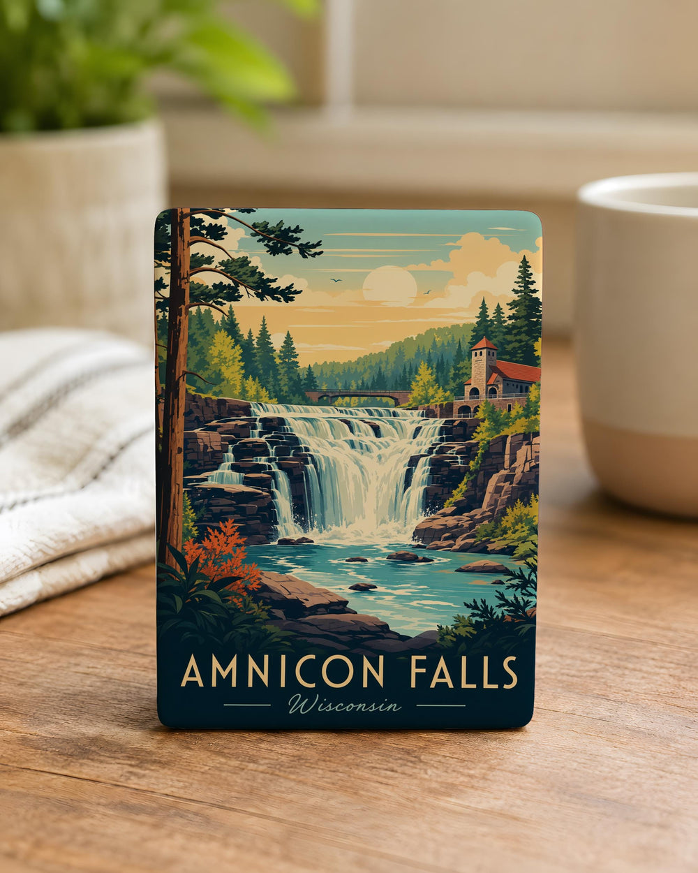 Amnicon Falls Fridge Magnet, Wisconsin Waterfall Souvenir Magnet, Lake Superior North Shore Travel Keepsake Gift