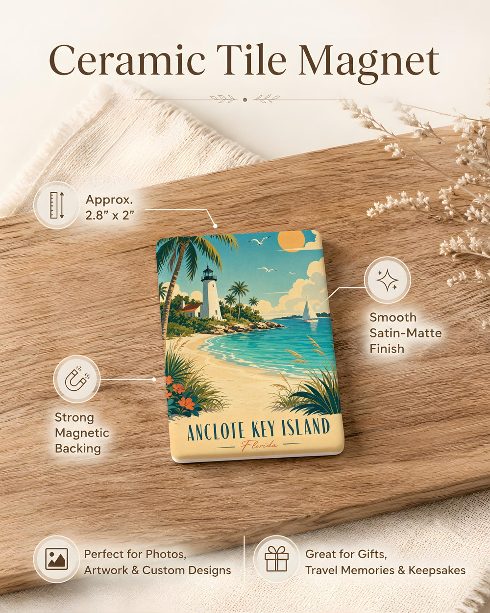 Anclote Key Island Fridge Magnet, Florida Coastal Island Souvenir, Gulf of Mexico Beach Travel Keepsake Magnet